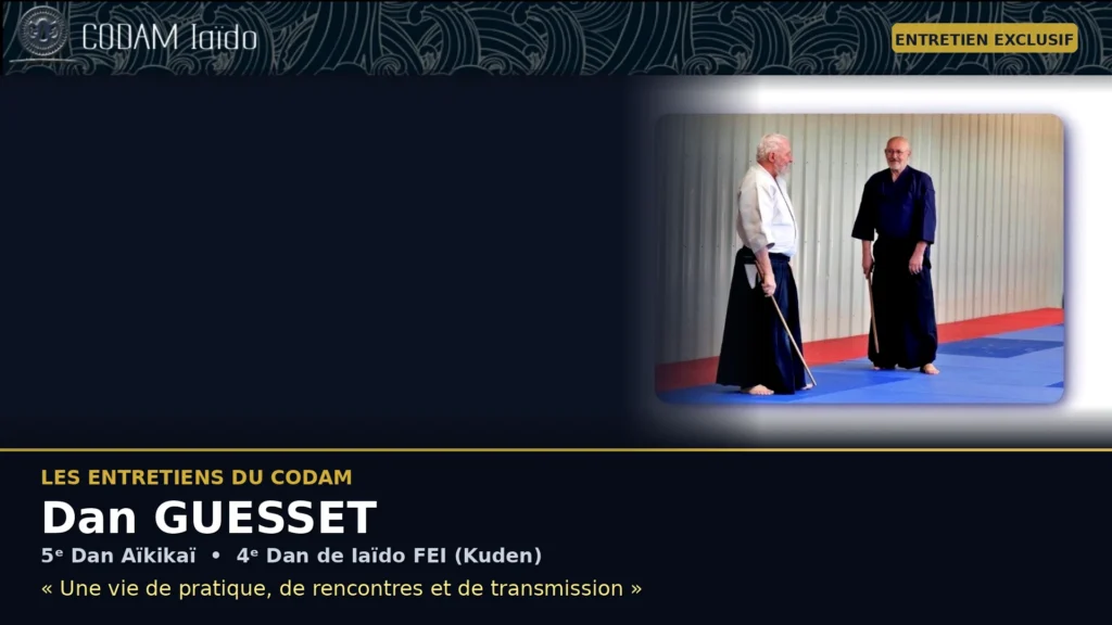 Entête de l entretien avec Dan Guesset Sensei 5e Dan Aïkikaï et 4e Dan de Iaïdo FEI